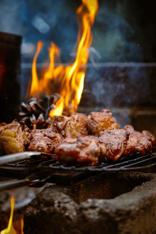 Viande au feu de bois, grillade